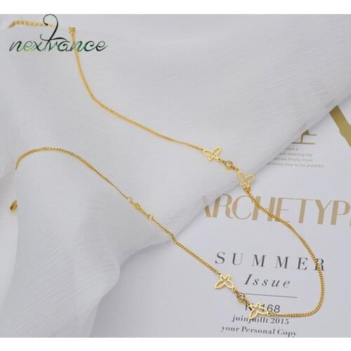 Nextvance Cute Stainless Steel Necklaces Butterfly Zircon Neckalce For Women Lover Summer Accessories Jewelry Gift