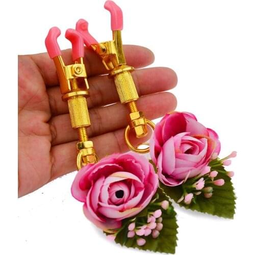 Newest BDSM Nipple Clamps Bondage Milk Mimi Clip Breast Stimulator Flower Pendant Labia Clitoris Flirt Clip Adult Game Sex Toys