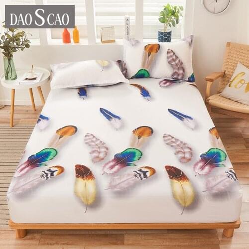 1pcs 100% polyester printing bed mattress set with four corners and elastic band sheets hot sale (pillowcases need order)