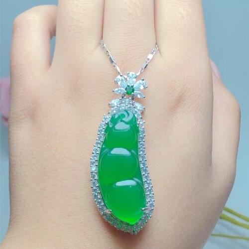 Koraba S925 Silver Inlaid Natural Chalcedony Pendant Necklace