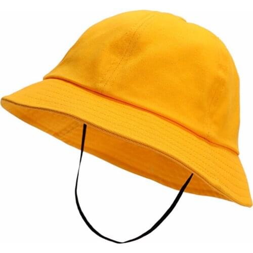 Cotton Yellow Floppy Visor Bucket Hat Children 2 To 9 Years Summer Autumn Sun Protection Hat Head 52-56cm