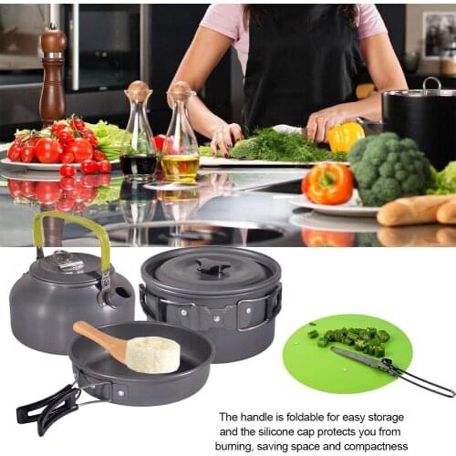 Camping Cookware Utensils outdoor tableware set Hiking Picnic Backpacking Camping Tableware Pot Pan 4-6persons