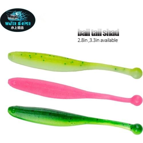 Water Sniper 2.8in 3.3in Soft Fishing Lure With Ball Tail Jigging Silicone Shad Worm Baits Fishy Smell For Carp Fishing Takle
