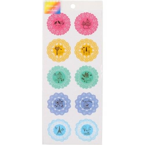 Clear Colorful Round Shape Scrapbooking PVC Lace Stickers For DIY Stationery Diary Mobile Cups Desk Decoration Envelope Seal