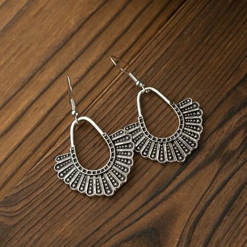 2020 New Fashion Fanshaped Vintage Justice Ginsburg Pendant Drop Earrings For Women