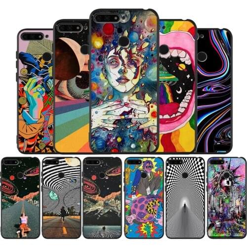 Trippy Art aesthetic Black TPU Silicone Soft Phone Case For Honor 8X 9 8 10 20 30 Lite Pro MATE 9 10 20 30 Pro Lite