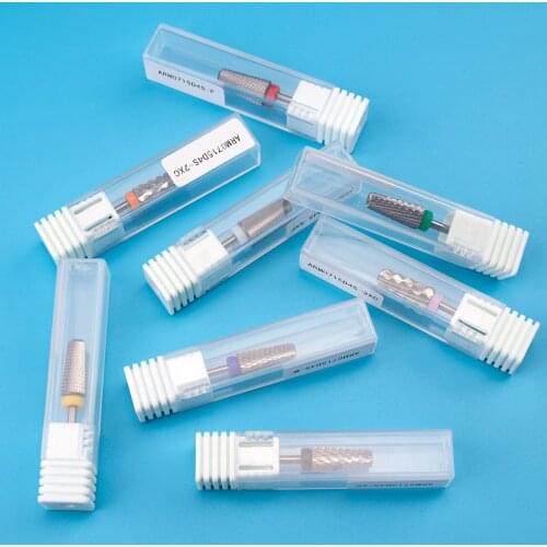 Carbide Nail Drill Bits with Prevent Dust from Flying Art Tool Accessories Bit Tapered Silver Coating 8 Types Tungsten 3/32"