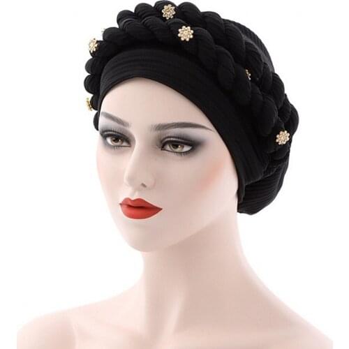 Latest African Auto Geles Aso Oke Headtie Already Made Headties Shinning Sequins Turban Cap For Women Ready Female Head Wraps