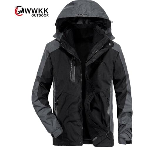 Thickened Two Piece Three In One Suit Waterproof Breathable Detachable Hat Fishing Hiking Climbers Coat Camping Sking Suit