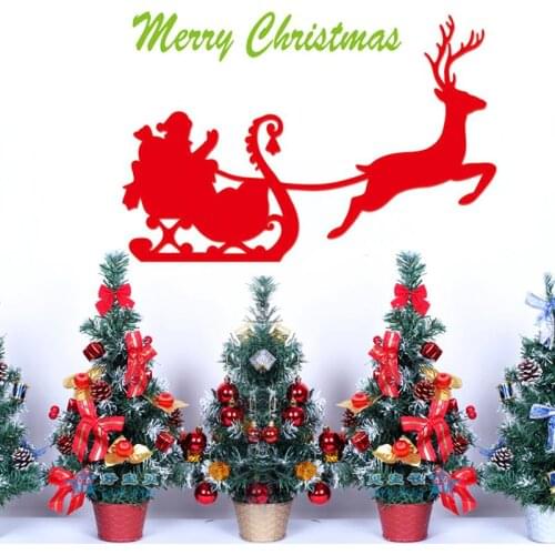 Merry Christmas Quotes Santa Clause Reindeer Pattern Wall Stickers Shop Office Home Festival Mural Art Decoration Vinyl Decal