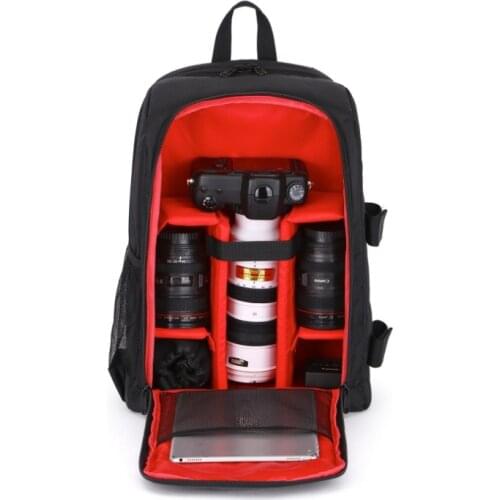 Waterproof Digital DSLR Photo Padded Backpack with Rain Cover Bag Case for iPad Canon Sony Fuji Nikon Olympus Panasonic(Red)