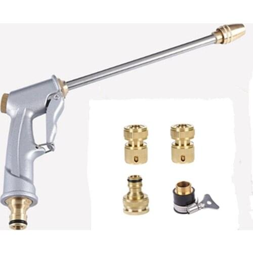 Water Gun With 4pcs Quick Connector Car Washer Water Jet Garden Hose Wand Nozzle Sprayer Watering Spray Sprinkler Cleaning Tool