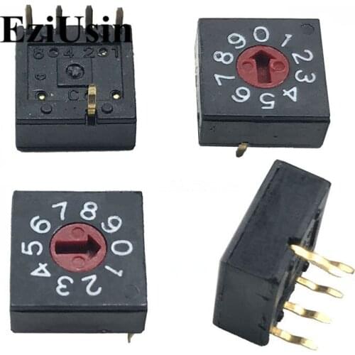 0-9 10 Rotary Coding Knob Switch DIP 5pins 8421C 0mm Shank 4:1 PCB Switching 5p Black Anti-logic