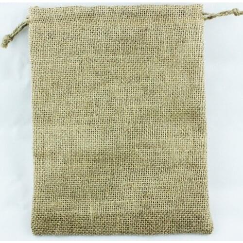 15pcs/lot) large 20x25cm/8x10 inch 100% natural jute drawstring gift package cute jute bag pouches one line customize & logo