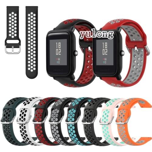 20mm 22mm Sport Silicone Breathable Strap For Huami Amazfit Bip Lite S U for Amazfit GTS 2 /GTS2 mini Smart Watch Wristband
