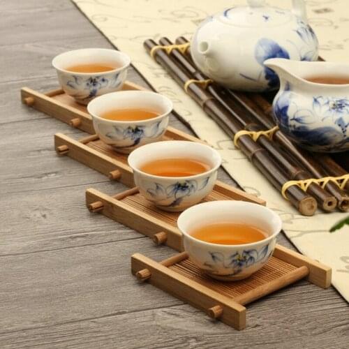2021 new bamboo solid wood tea tray drain cup teapot mat time coffee table serving tray multifunctional tray