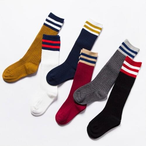 3 Pairs/lot kids socks children knee high socks girls boys school socks for girls children sport long socks striped cotton set