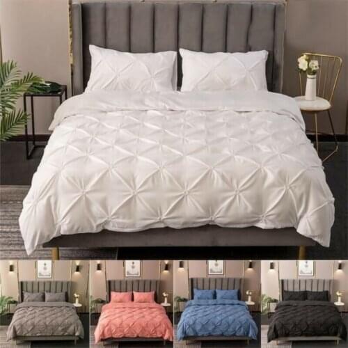 3 Pcs/ Set Nordic Creative Pleated Quilt Duvet Cover Girl Boy Bed Cover Set Adult Pillowcase Comforter Bedding Set