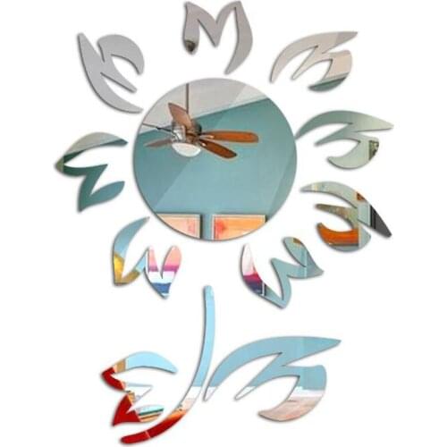 3D Sunflower Mirror Wall Sticker Creative Flower Stickers Art Wall Decoration for Living Room Background Bedroom