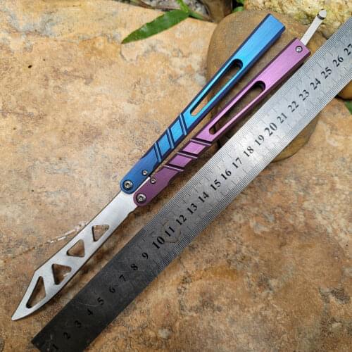 2 Colors Butterfly Trainer Knife Alpha Beast AB Channel Titanium Handle Bushing System D2 Blade Pocket Knife Survival EDC Knife