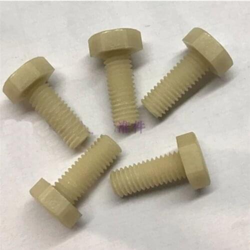 5pcs M8 Hexagon Screw high strength Nylon plus fiberglass PA+30%GF plastic screws 25mm-60mm Length
