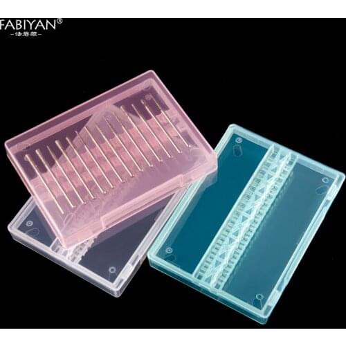 Nail Drill Bits Display Holder Container Case Acrylic Rectangle Stand Organizer Manicure Tools 14 Grid Empty Storage Box 3 Color