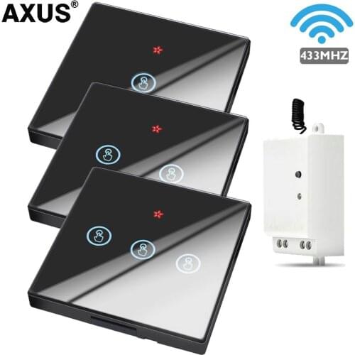 AXUS 433Mhz Wireless Switch wall RF Remote Control Touch Switch 10Amp RF Relay Receiver Transmitter for LED/Light AC 110V-220V