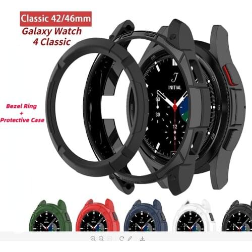 2in1 Case+Bezel Ring For Samsung Galaxy Watch4 Classic 42/46mm Soft TPU Cover Anti-Scratch Decorative Frame Hollow Watch Shell