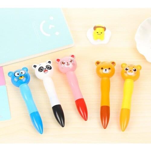 DL Creative stationery animal beauty cat neutral pen cute cartoon animal head black neutral pen Stationery office supplies for