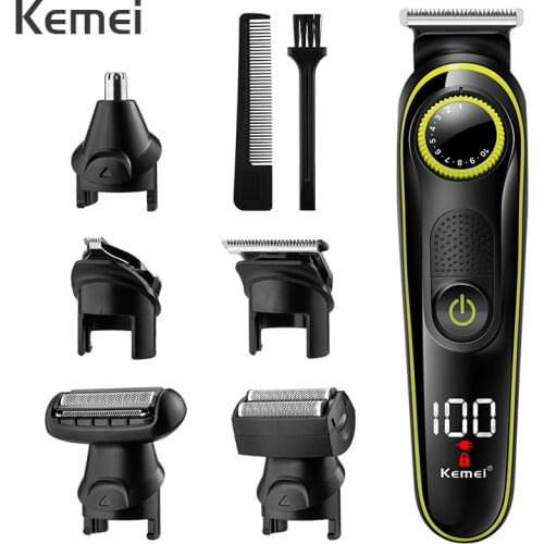 Kemei Electric Clipper Rechargeable Trimmer for Men Shaver Razor Nose Trimmer Haircut Beard Cordless Barber Hair Cutting Machine