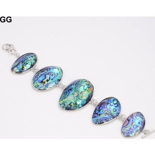 GuaiGuai Jewelry Natural 35mm Paua Abalone Shell Chain Bracelet For Women
