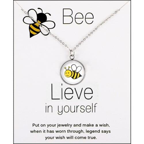 Top Sale Big Sister Middle Little Sisters Friendship Statement Flamingo Unicorn Bees Bee Honeybee Necklaces for Women