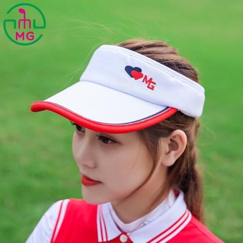 MEETGOLF Golf Women Embroidery Ball Cap Summer Sunscreen Empty Top Hat White Sunhat Ladies Travelable Sports Anti-UV Hat