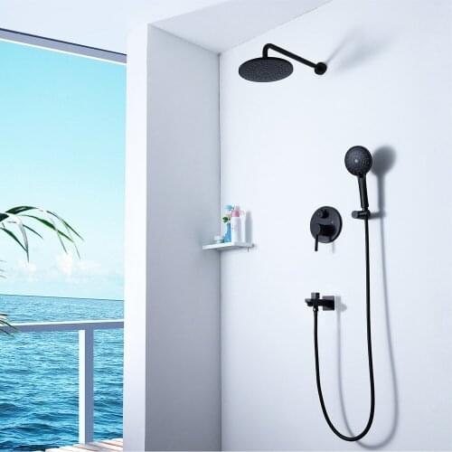 Bathroom Multifunction Solid Brass Shower Mixer Tap Black Rainfall Shower Faucets Set Bathtub Shower Mixer Faucet