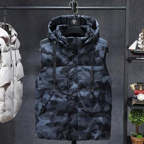 Fashion Sleeveless Jacket Men Thickening Vest Hat Hooded Warm Vest Winter Waistcoat Men Casual Windbreaker Plus 7XL 6XL