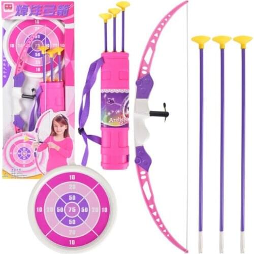 Archery Set Kids Bow and Arrow Play Toy Outdoor Hunting Game with Suction Cup Arrows (Pink)