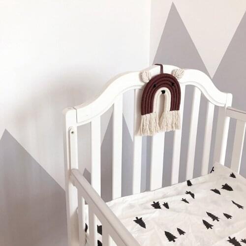 NHBR Nordic Hand-Woven Macrame Tapestry Cotton Rope Rainbow Animal Bear Wall Hanging Pendant Kids Room Nursery Decorations