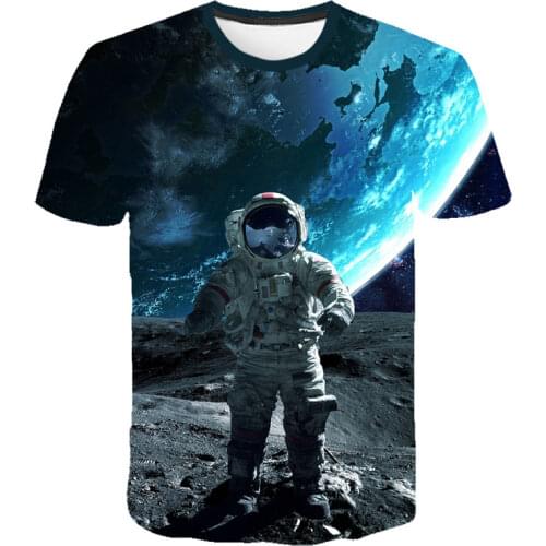 2021 New Children T-shirt The Astronauts Space Child Shirt Girl Short T Shirts Kids Vest Baby Clothes Boy Tops Teens Tee