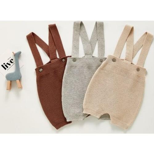 2021 new wholesale boys girls knitted overalls autumn cotton fashion babys shorts 0-3 years YU851