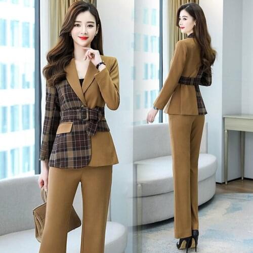 2021 womens new Korean fashion temperament small suit two-piece fashion stitching set