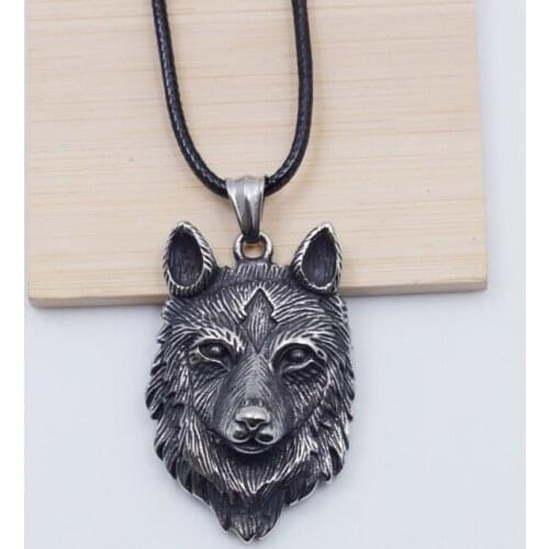 Viking Tibetan Wolf Head Pendant Necklace Mens Animal Accessories Party Jewelry