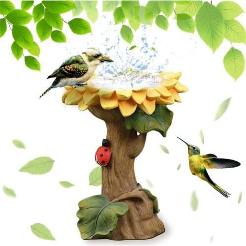 Resin Sunflower Bird Bath Garden Decoration Bird Bath Fountains Garden Bird Feeder Polyresin Statue Garden Decoration Bird Bath
