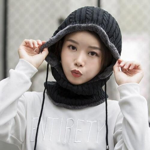 Q Neck Cap Warm Keeping Knitted Hat Woollen Yarn Knitting Cold Proof Multicolor Winter Hats Durable 1Pcs