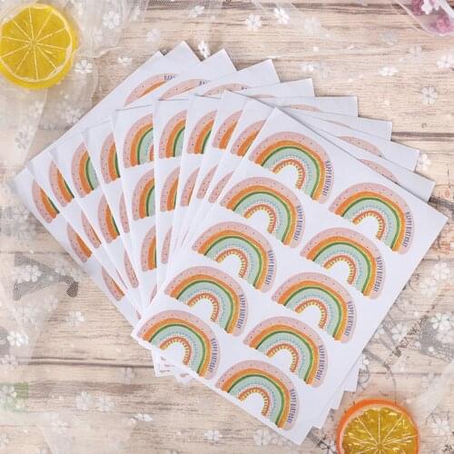 Rainbow Paper Sticker Self Adhesive Seal Stickers DIY Party Wedding Decoration Happy Every Day Baking Gift Sticker Label 100pcs