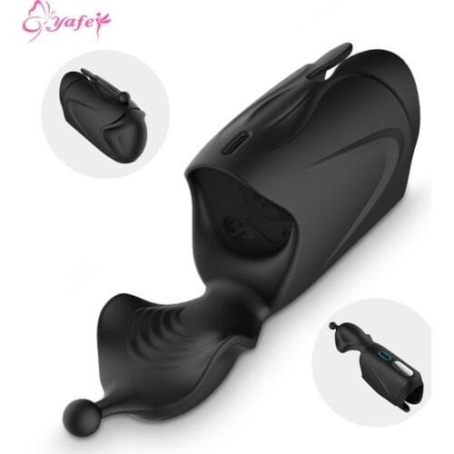 Glans Stimulator Male Masturbator Sex Toys Button Design Penis Massager Stimulator Trainer Pulse Vibration Adult Men Erotic Toys