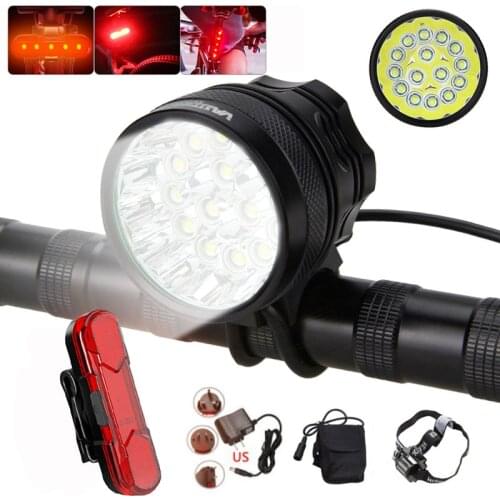 Super Bright 15x XML T6 LED Bike Light 3 Modes Bicycle Headlight Safety Night MTB Cycling Lamp +12000mAh Battery Pack+Charger