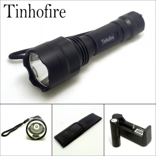 Tinhofire C8 2000 Lumens XM-L XML T6 LED Hunting Flashlight Torch 5 Modes light for Camping +4000mah Battery+Charger+pouch