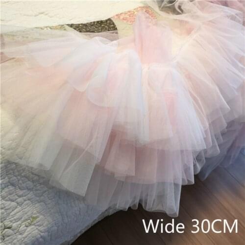 30CM Wide Pink White Gradient Color Three-layer Mesh Lace Ribbon Trim For Wedding Dress Skirt Applique Sewing Guipure Supplies