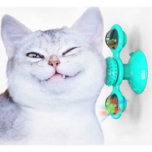 Windmill Cat Toy Turntable Teasing Pet Toy Scratching Tickle Cats Hair Brush Fun