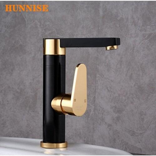 High Quality Black-gold Bathroom Basin Faucet Mixer Hot and Cold Space Aluminum Basin Faucet Tap Delicate Design Washsink Faucet
